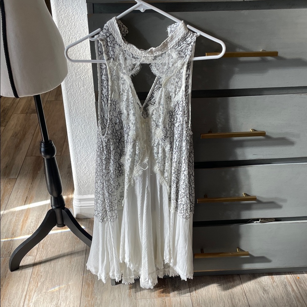 Free People White and Black Lace Dress